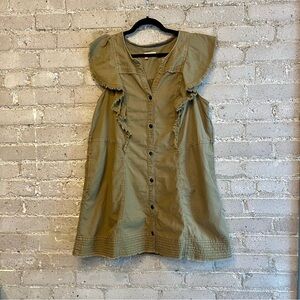 Pilcro Anthropologie Green Ruffled Mini Sundress - Size L